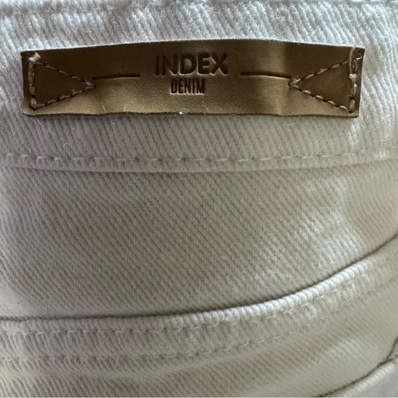 White Distressed Jean Shorts with Frayed Hem - Picture 3 of 4